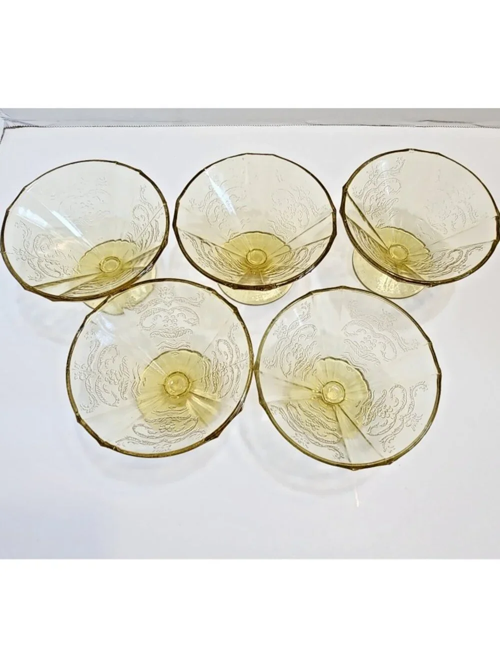 Federal Glass Yellow Sherbet Madrid Amber Depression Glass 1930's Set of 5 READ